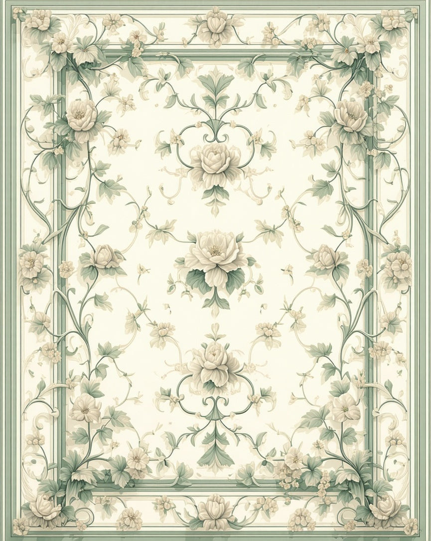 Delicate Floral Vine Swirl Pattern Rug