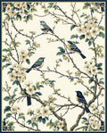 Birds With Cherry Blossoms Pattern Rug