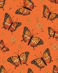 Orange Monarch Butterfly Floral Pattern Rug