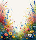 Whimsical Watercolor Meadow Floral Pattern Rug