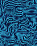 Abstract Blue Wavy Lines Pattern Rug