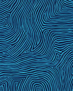 Abstract Blue Wavy Lines Pattern Rug