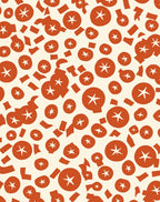 Red Starburst Scattered Abstract Pattern Rug