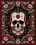 Bold Skull Floral Pattern Rug