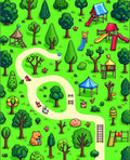 Whimsical Park Scene Pattern Rug