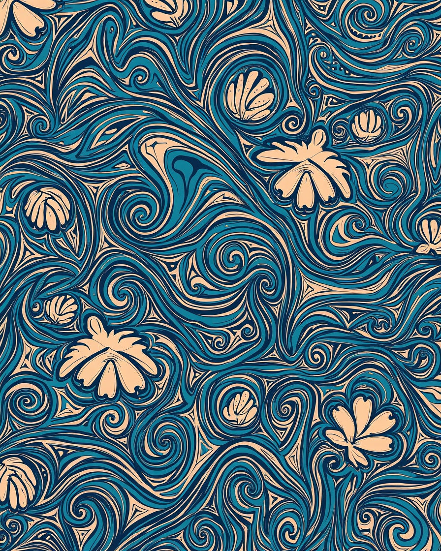 Abstract Floral Swirl Pattern Rug