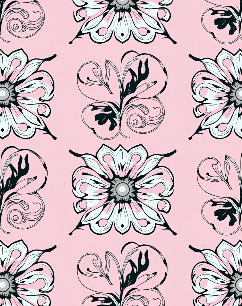 Art Nouveau Floral Swirls Pattern Rug