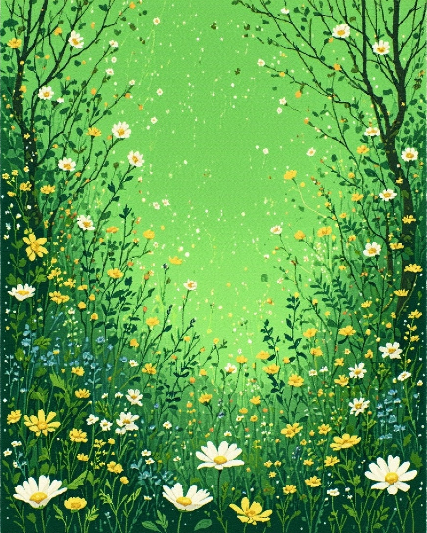Whimsical Meadow Floral Pattern Rug