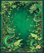 Enchanted Green Dragon Forest Pattern Rug