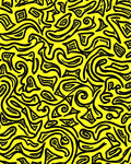 Abstract Yellow Black Swirl Pattern Rug