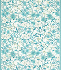 Turquoise Floral Vine Design Rug