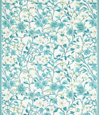 Turquoise Floral Vine Design Rug