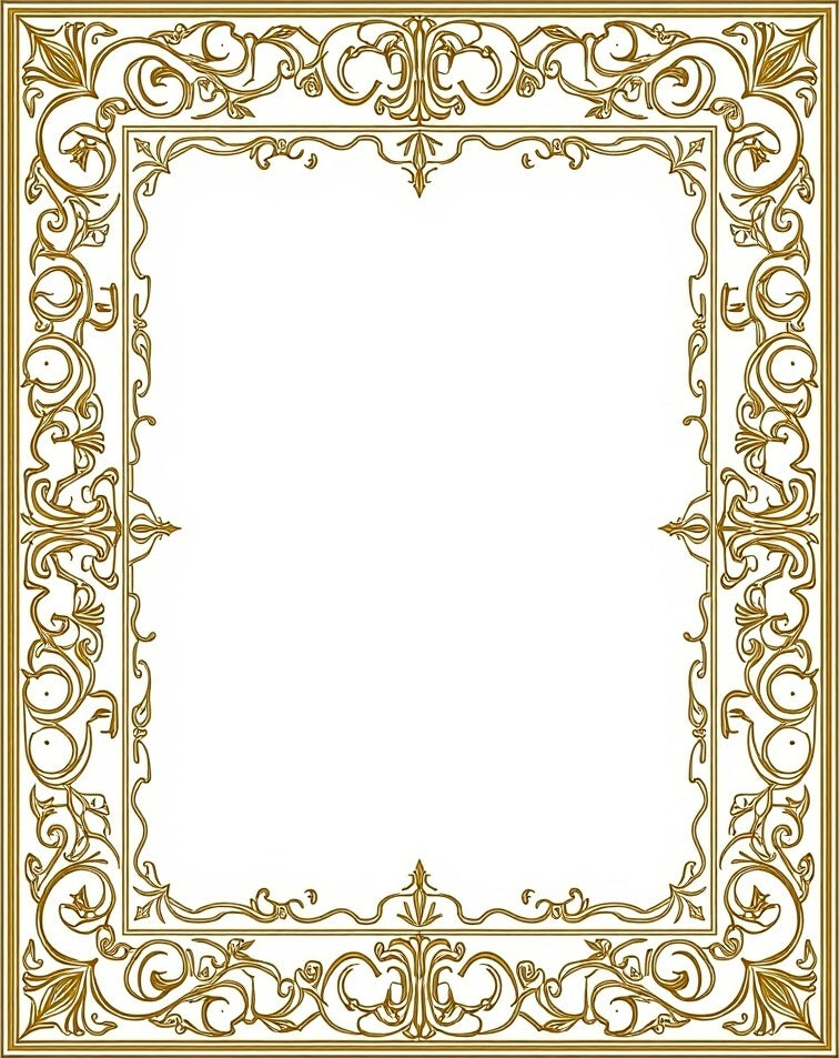 Ornate Gold Floral Scroll Border Rug