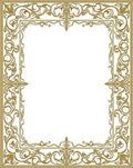 Ornate Gold Floral Scroll Border Rug