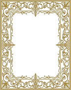 Ornate Gold Floral Scroll Border Rug