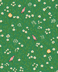 Green Floral Meadow With Birds And Lanterns Rug