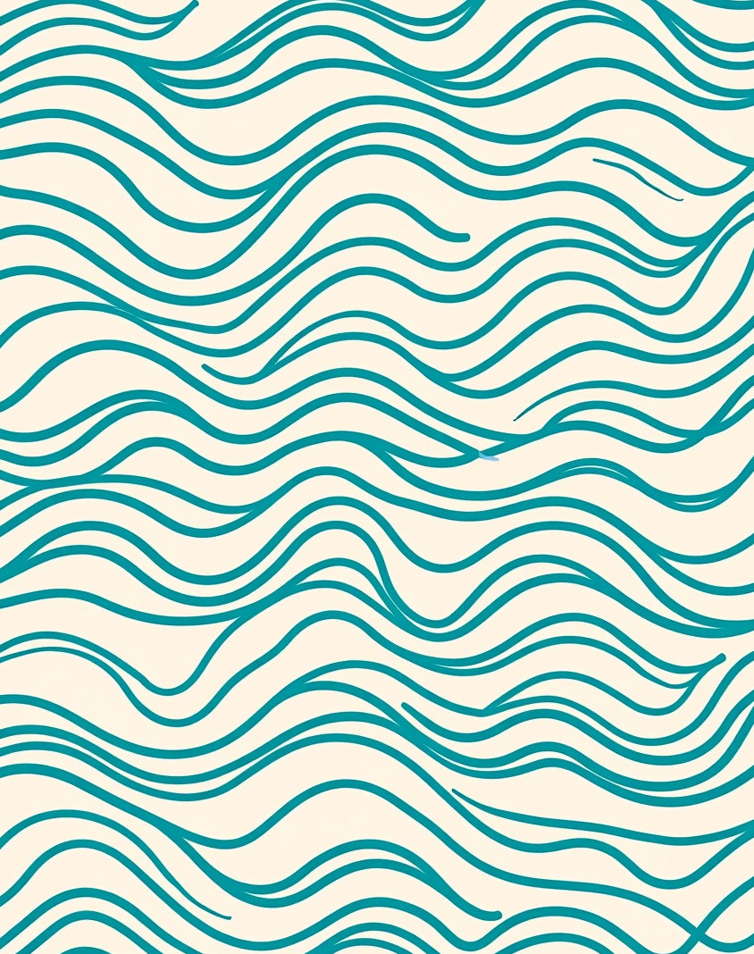 Abstract Teal Wave Pattern Rug