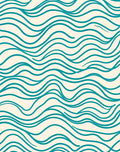 Abstract Teal Wave Pattern Rug