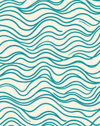 Abstract Teal Wave Pattern Rug