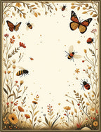 Botanical Garden Butterflies Bees Design Rug