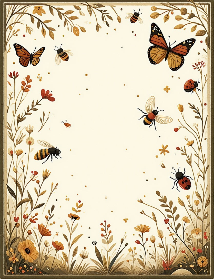 Botanical Garden Butterflies Bees Design Rug
