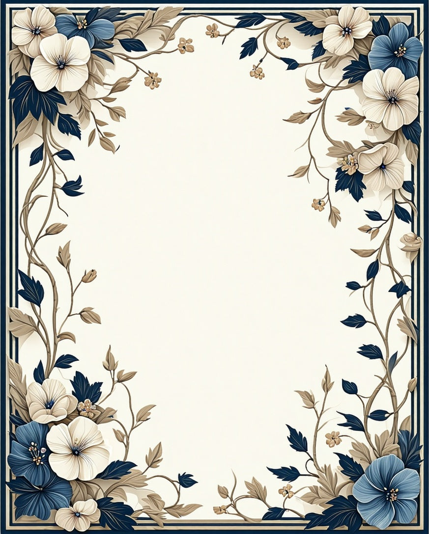 Elegant Floral Vine Border Rug