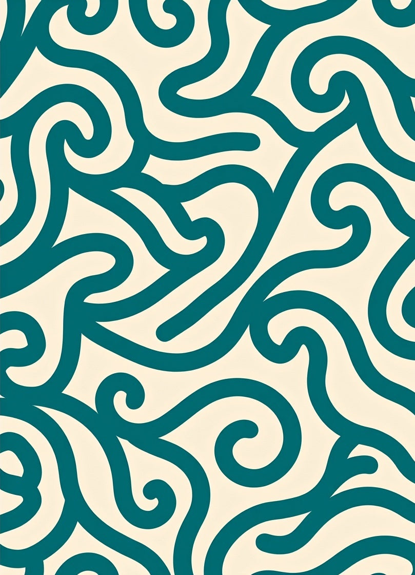 Teal Swirl Pattern Abstract Design Rug