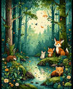 Enchanting Forest Friends Nature Scene Rug