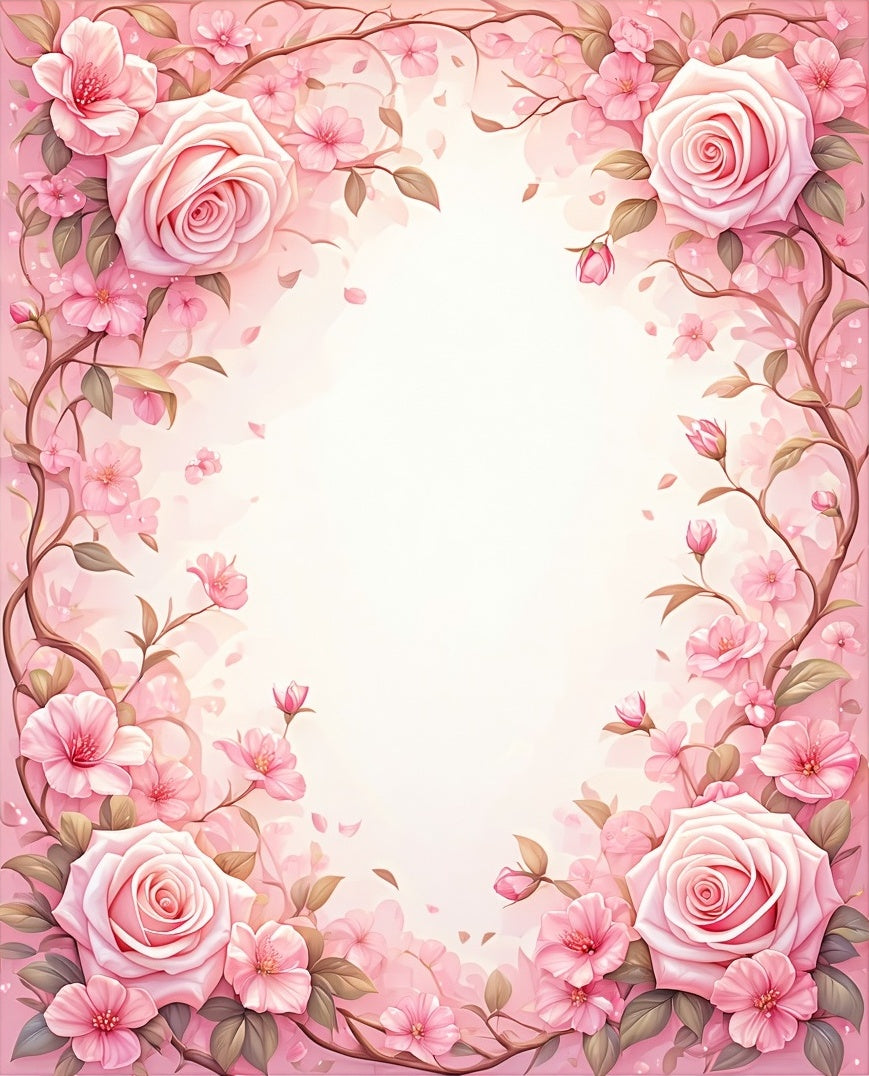 Soft Pink Blossom Rose Garden Rug