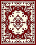 Crimson Ivory Floral Medallion Area Rug