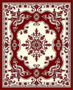 Crimson Ivory Floral Medallion Area Rug