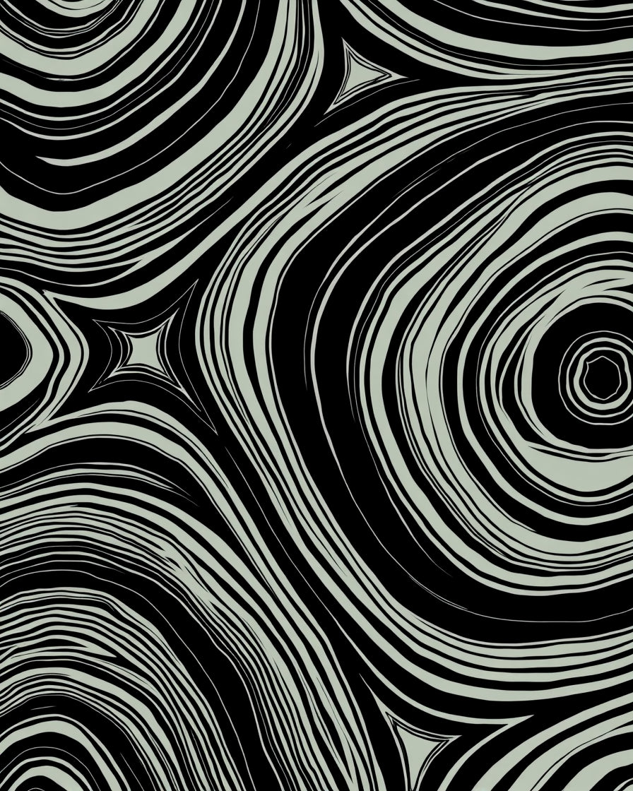 Abstract Swirls In Black Light Grey Rug