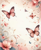 Charming Floral Butterfly Swirl Design Rug