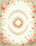 Romantic Pink Peony Floral Garland Rug