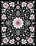 Black Floral Pattern Rug
