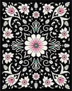 Black Floral Pattern Rug