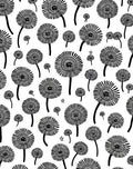 Whimsical Black Floral Dandelion Pattern Rug