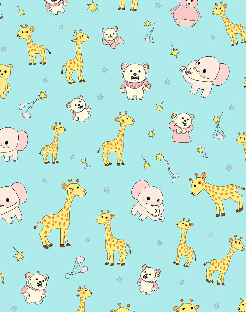 Playful Animals And Stars Pattern Rug