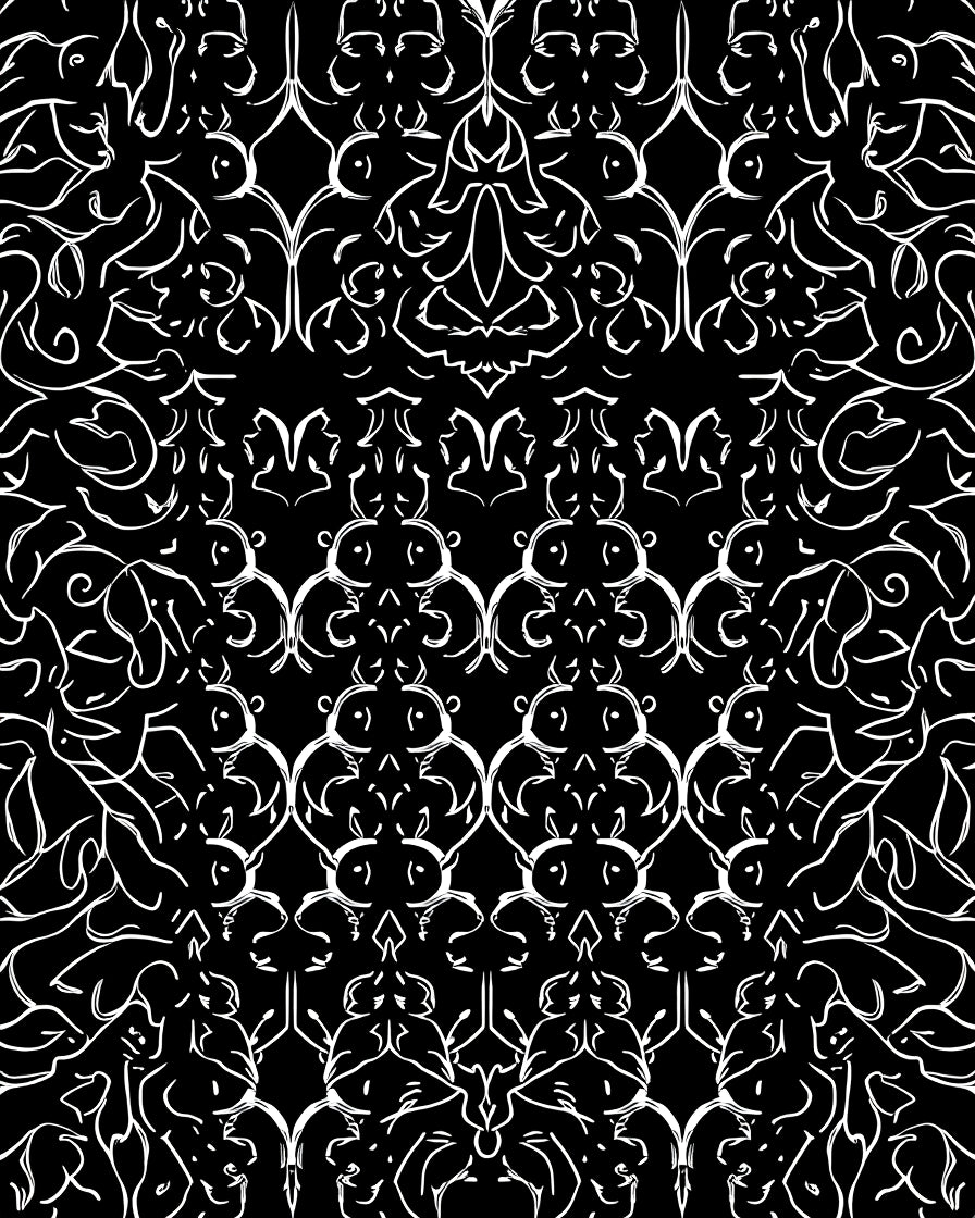 Abstract White Swirls Damask Pattern Rug