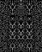 Abstract White Swirls Damask Pattern Rug