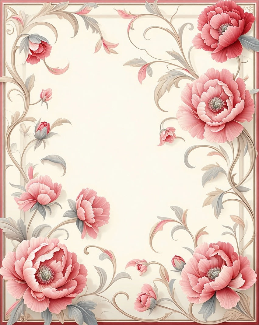 Elegant Pink Floral Vine Pattern Rug