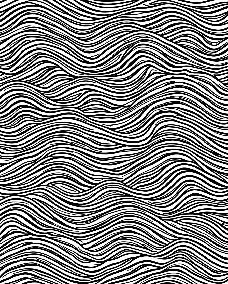 Bold Black White Wavy Lines Rug