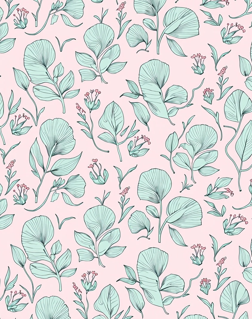 Delicate Floral Leaf Pattern Design Rug