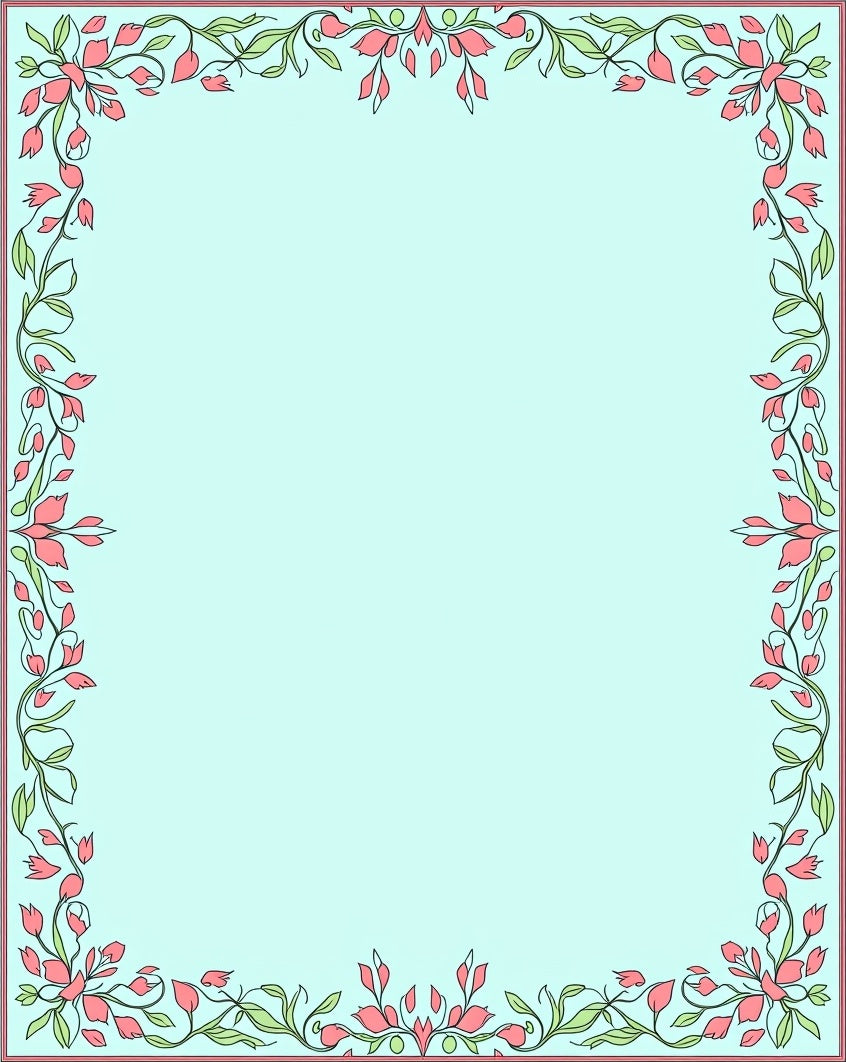 Floral Vine Decorative Border Design Rug