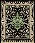 Art Nouveau Floral Scrollwork Black Rug