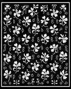 Floral Sprig Pattern With Swirl Accents Rug