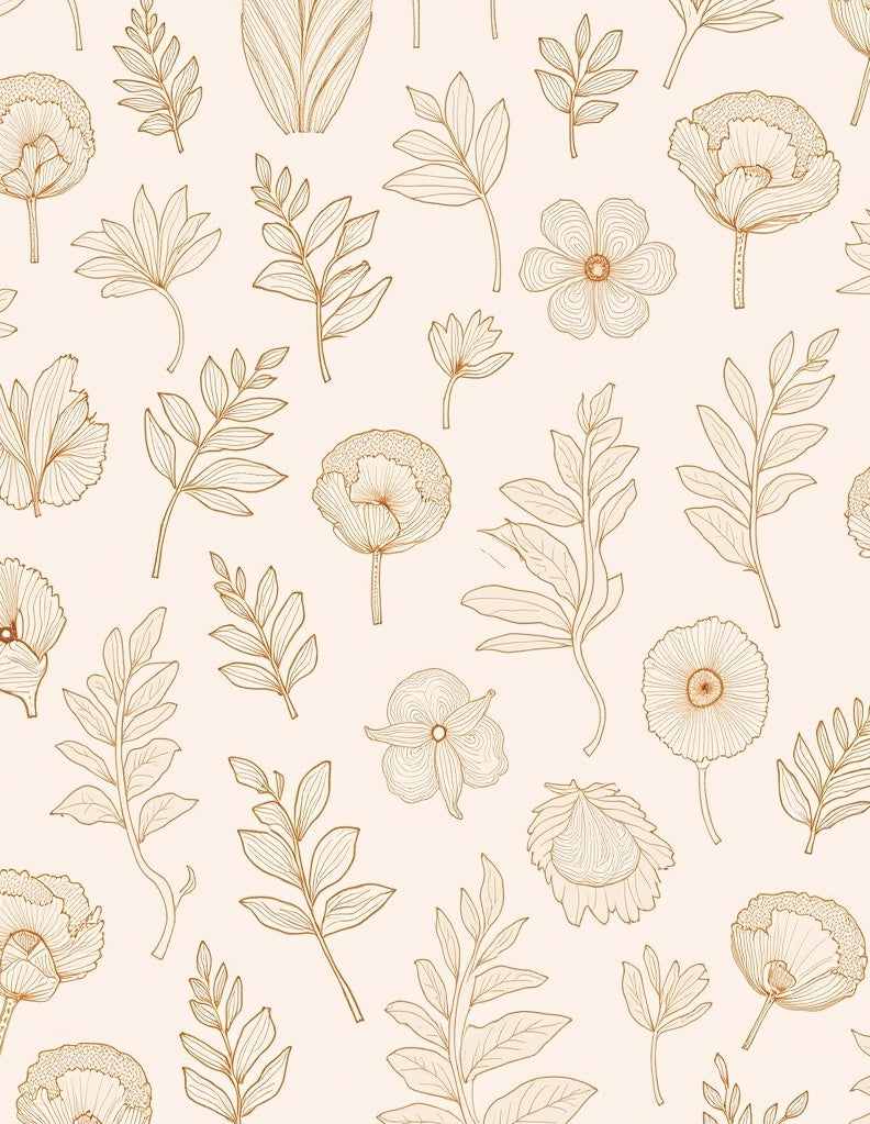 Delicate Floral Line Art Design Rug