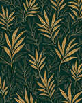 Gold Foliage On Dark Green Background Rug