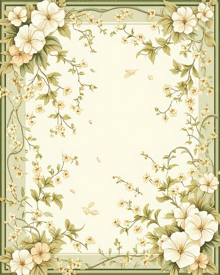 Delicate Floral Vines Cream Rug