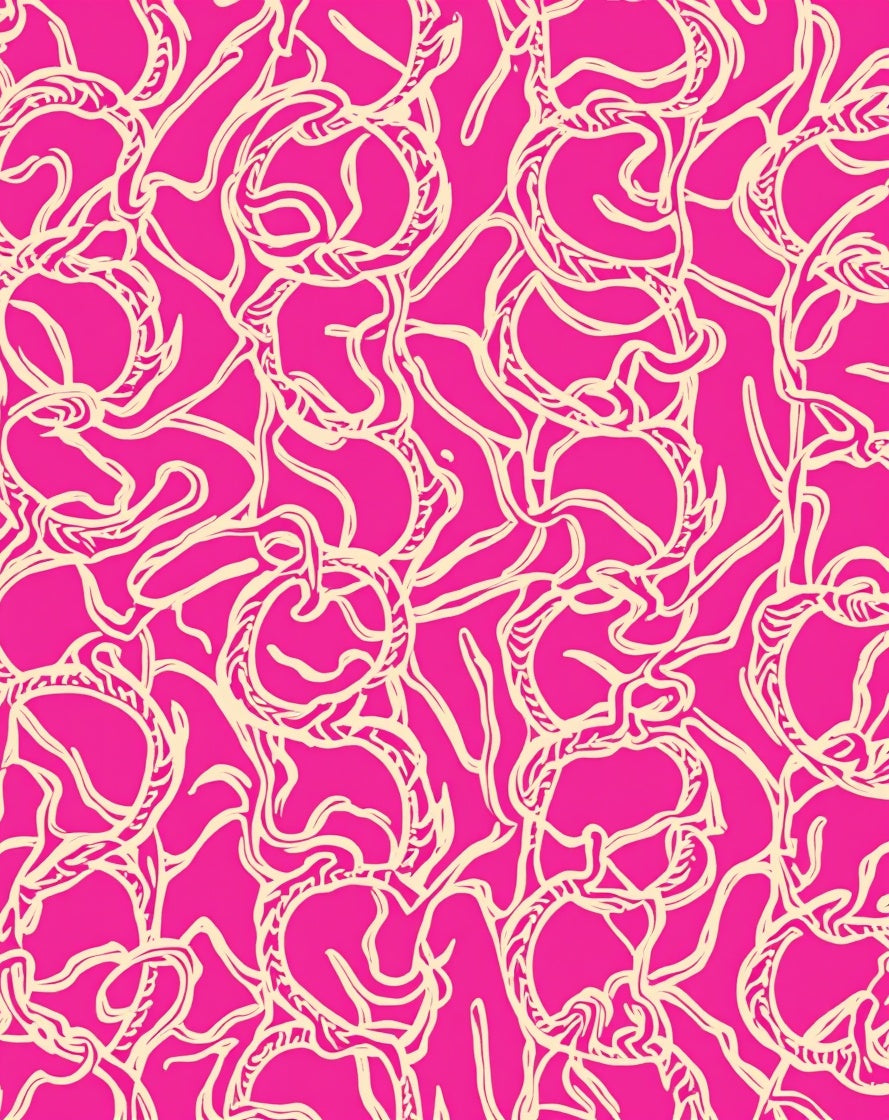 Hot Pink Abstract Ribbon Pattern Rug